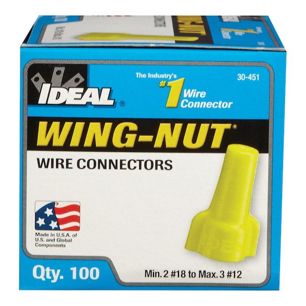 Ideal Ideal Industries Wing-Nut Insulated Wire Connector Yellow 100 pk 30-451P - main